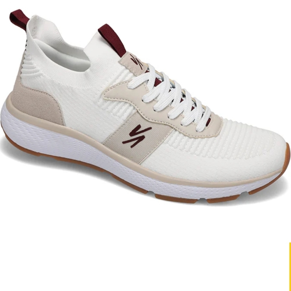 RIVAL Reign Knit Sneakers White Maroon Gum Mens 10.5